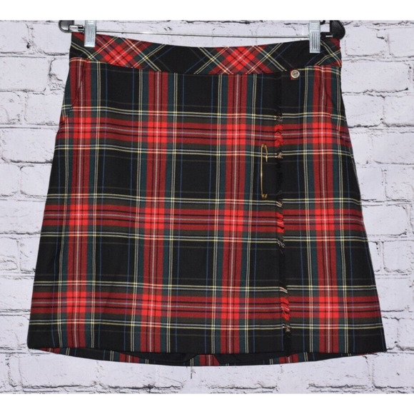 GOLFINO Women's Golf Red Tartan Check Slim Fit Skirt Skort Size 8 - Picture 1 of 7
